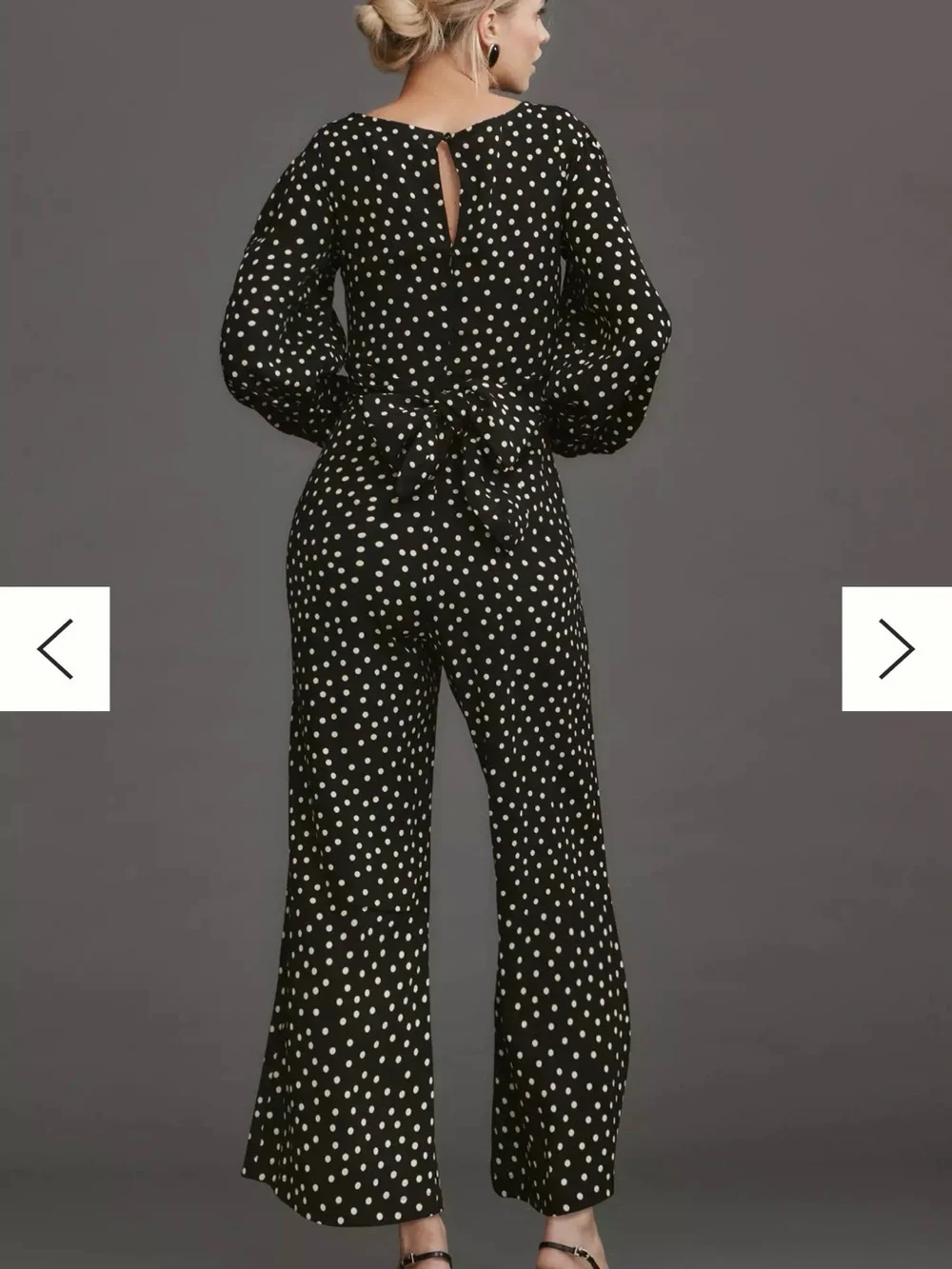 Anthropologie Black Polka Dot Wrap Jumpsuit NWT - Picture 2 of 9